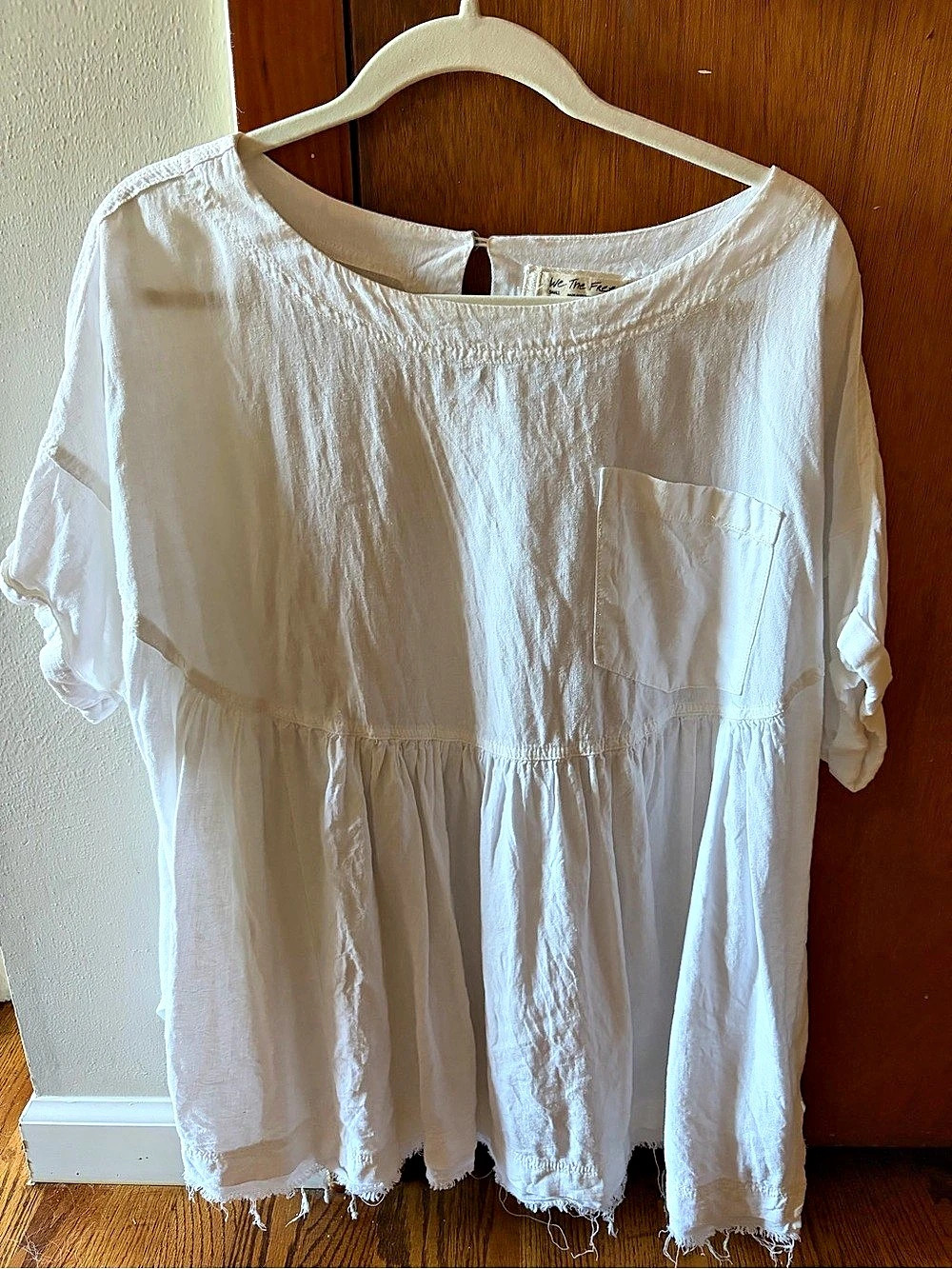 Free People White Raw Hem Tunic